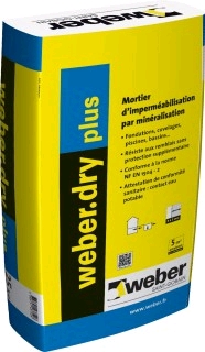 Mortier d'imperméabilisation des fondations ou piscines WEBER DRY PLUS 25KG