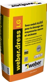 Sous-Enduit Minéral Allégé, Weber Dress LG 25 Kg, Projetable, Gris