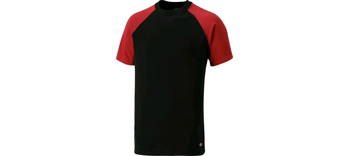 TEE-SHIRT BASEBALL 2 TONE ROUGE/NOIR