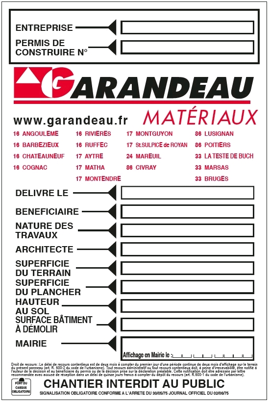 PANNEAU CHANTIER GARANDEAU MATERIAUX