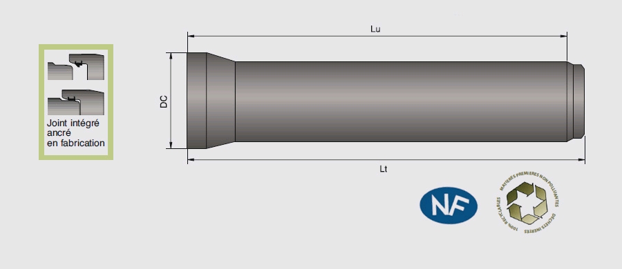 Tuyau en Béton Armé Classe A135 Diamétre 300mm Long 2.36ml