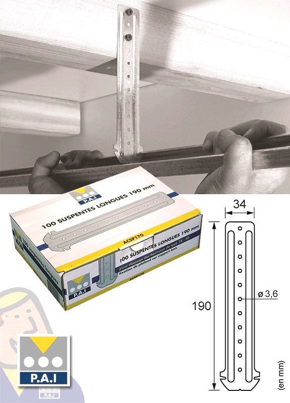 Suspente Longue PAI 190mm F45 - boite de 100 pièces